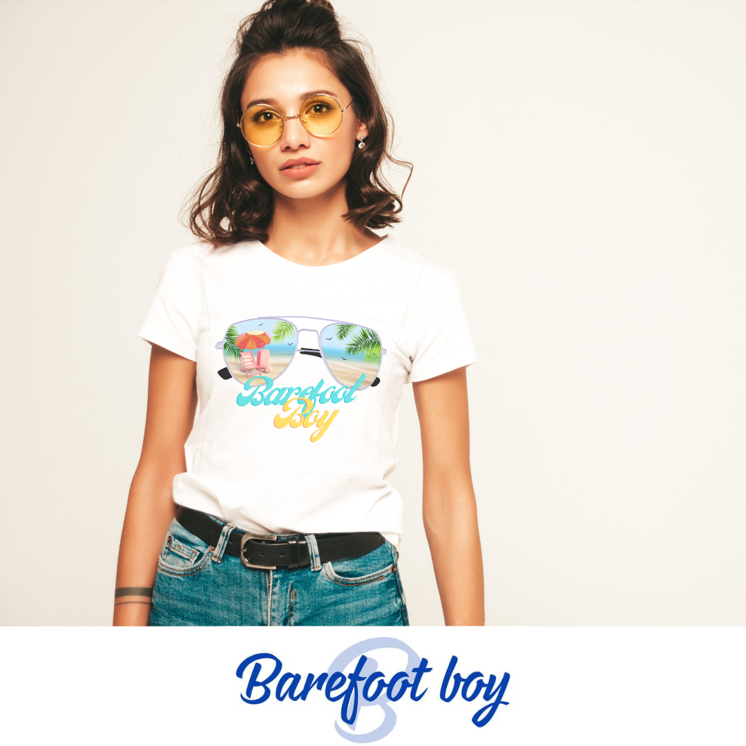 Barefoot Boy Sunglasses Short Sleeve T-Shirt