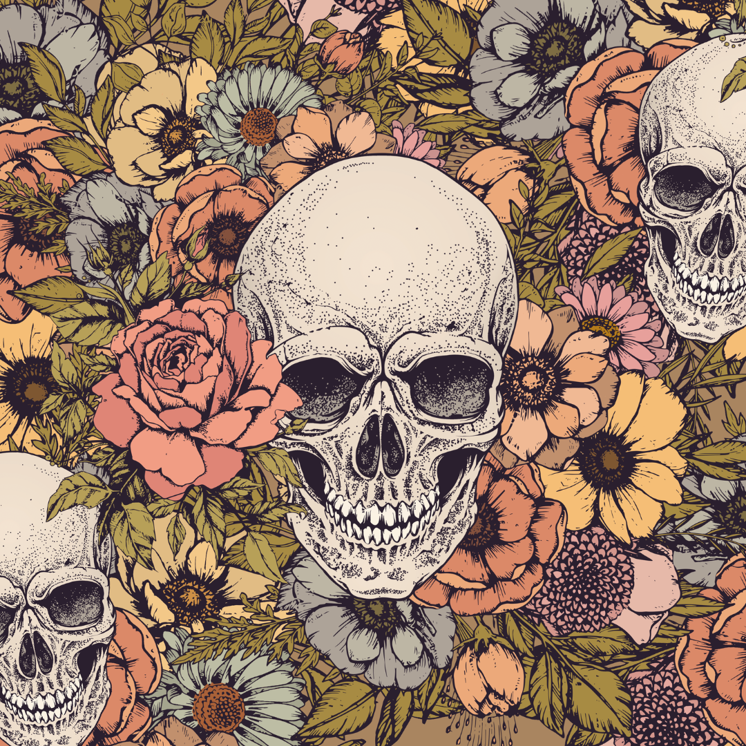 Skull and Flowers Tumbler