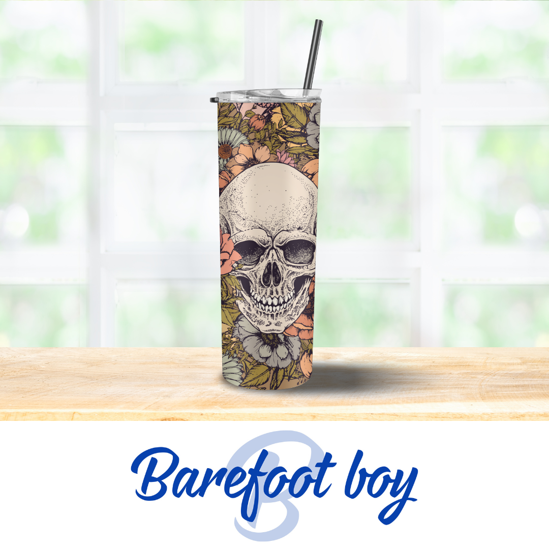 Skull and Flowers Tumbler