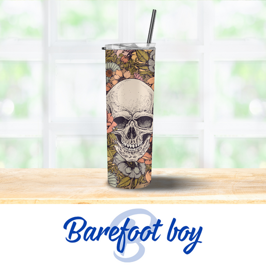 Skull and Flowers Tumbler