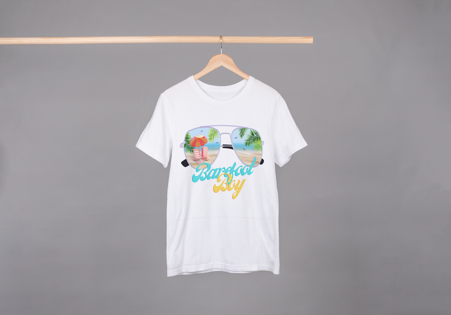 Barefoot Boy Sunglasses Short Sleeve T-Shirt